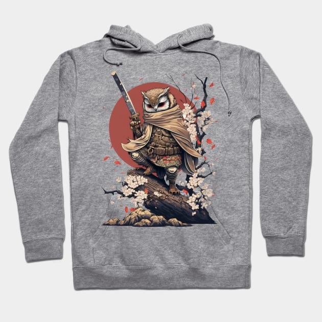 Owl Ninja Warrior Japanese Anime Hoodie by SamCreations